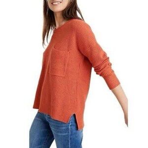 Madewell Orange Knit Pocket Sweater